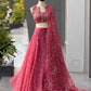 Rose Organza Printed Lehenga with Sequin Work