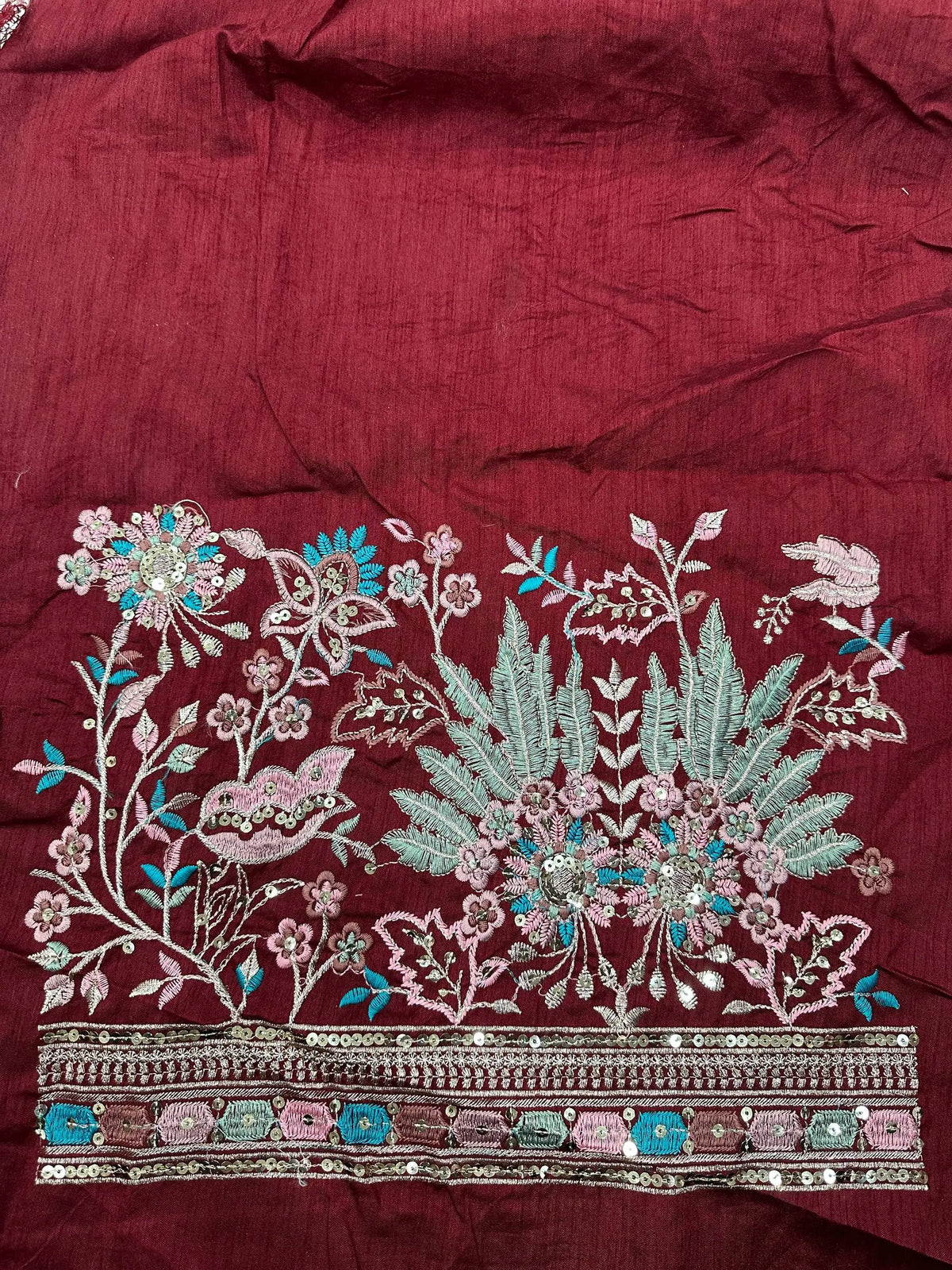 Rose Organza Silk Saree with Embroidery Border