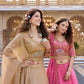 Rose Pink Pure Crunchy Silk Moti Sequins Embroidered Lehenga Choli for Wedding Wear