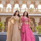 Rose Pink Pure Crunchy Silk Moti Sequins Embroidered Lehenga Choli for Wedding Wear