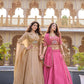 Rose Pink Pure Crunchy Silk Moti Sequins Embroidered Lehenga Choli for Wedding Wear