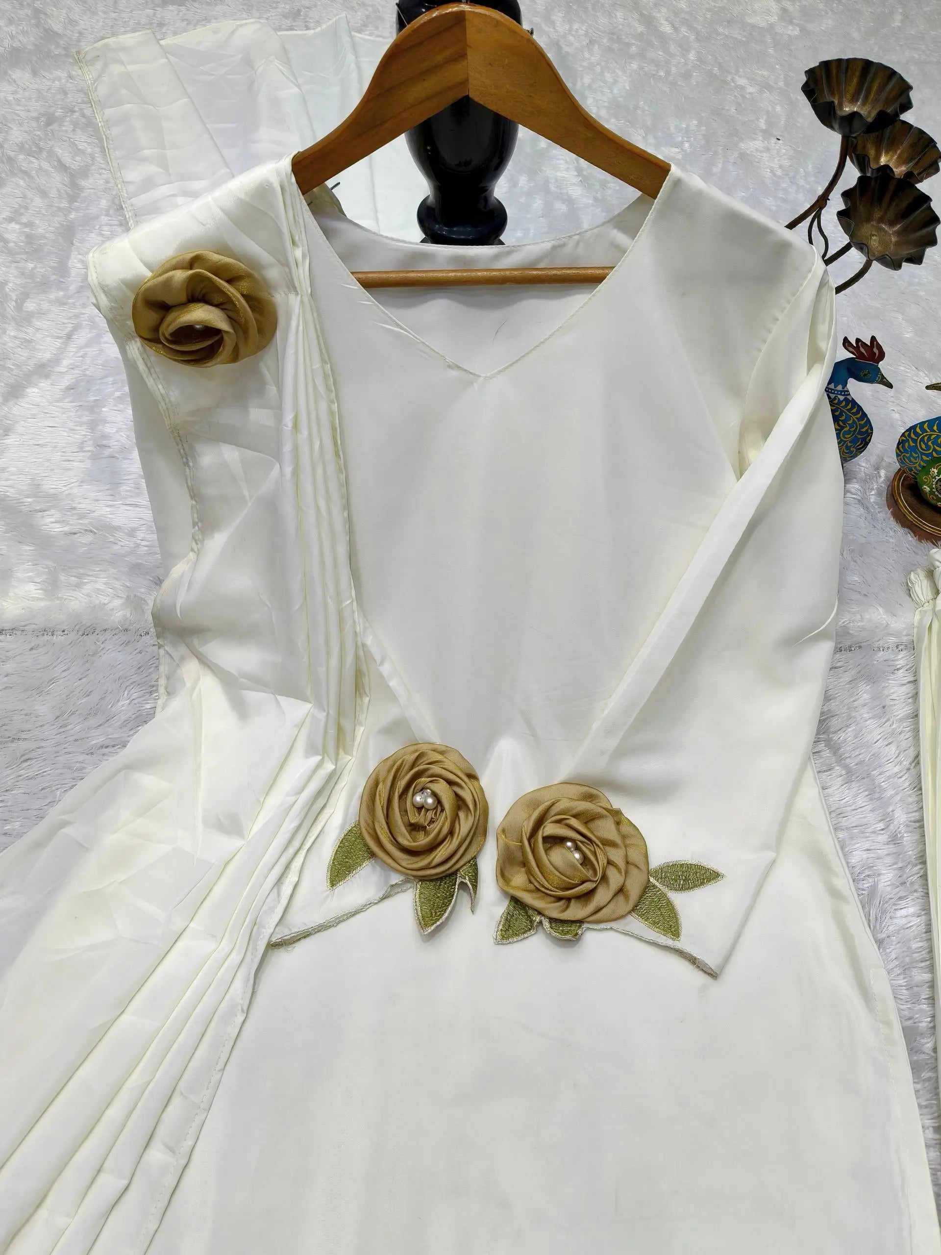 Rosette Embroidered Crepe Sharara