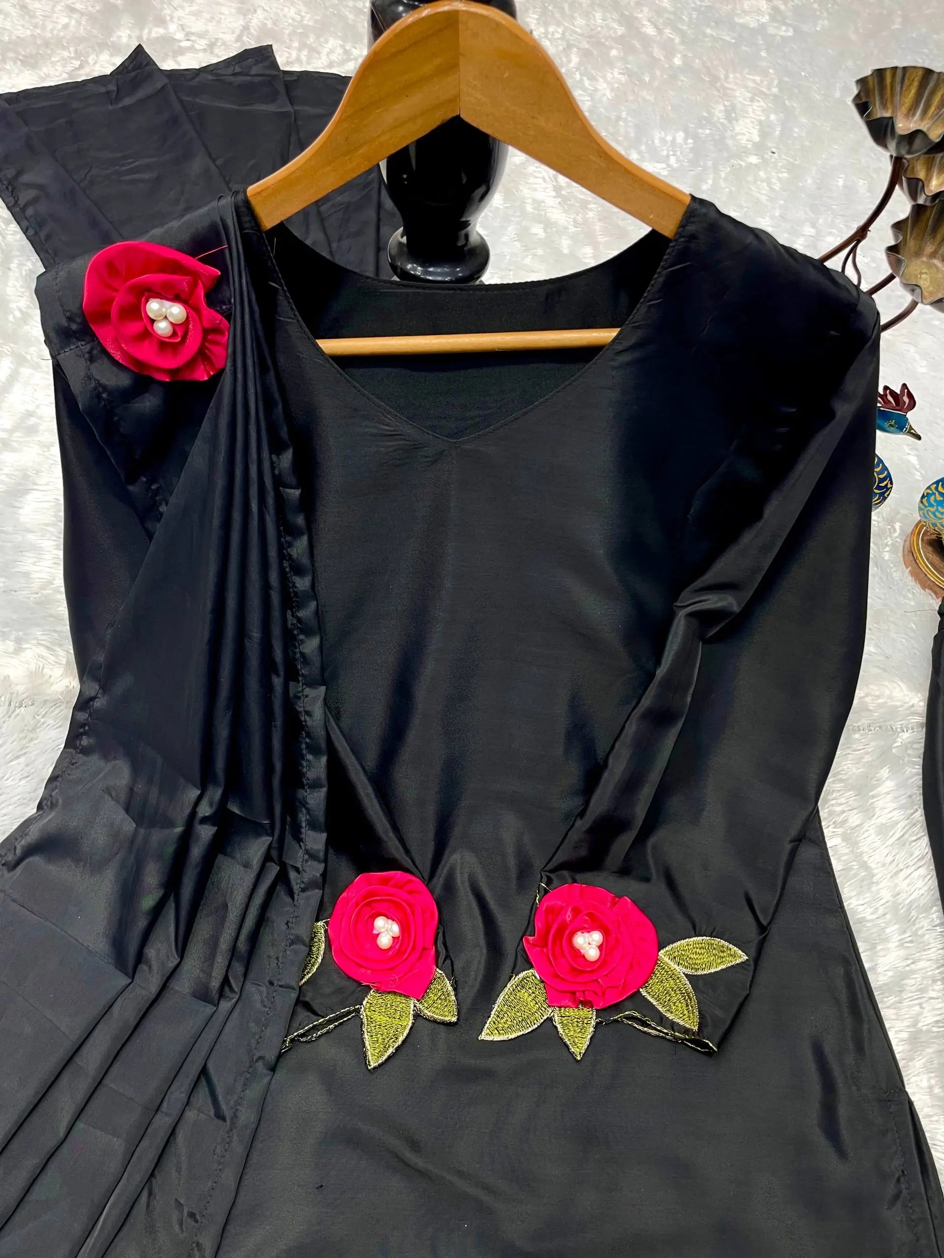 Rosette Embroidered Crepe Sharara