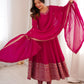 Royal Blooming Vichitra Silk Anarkali Set for Festive and Wedding Wear