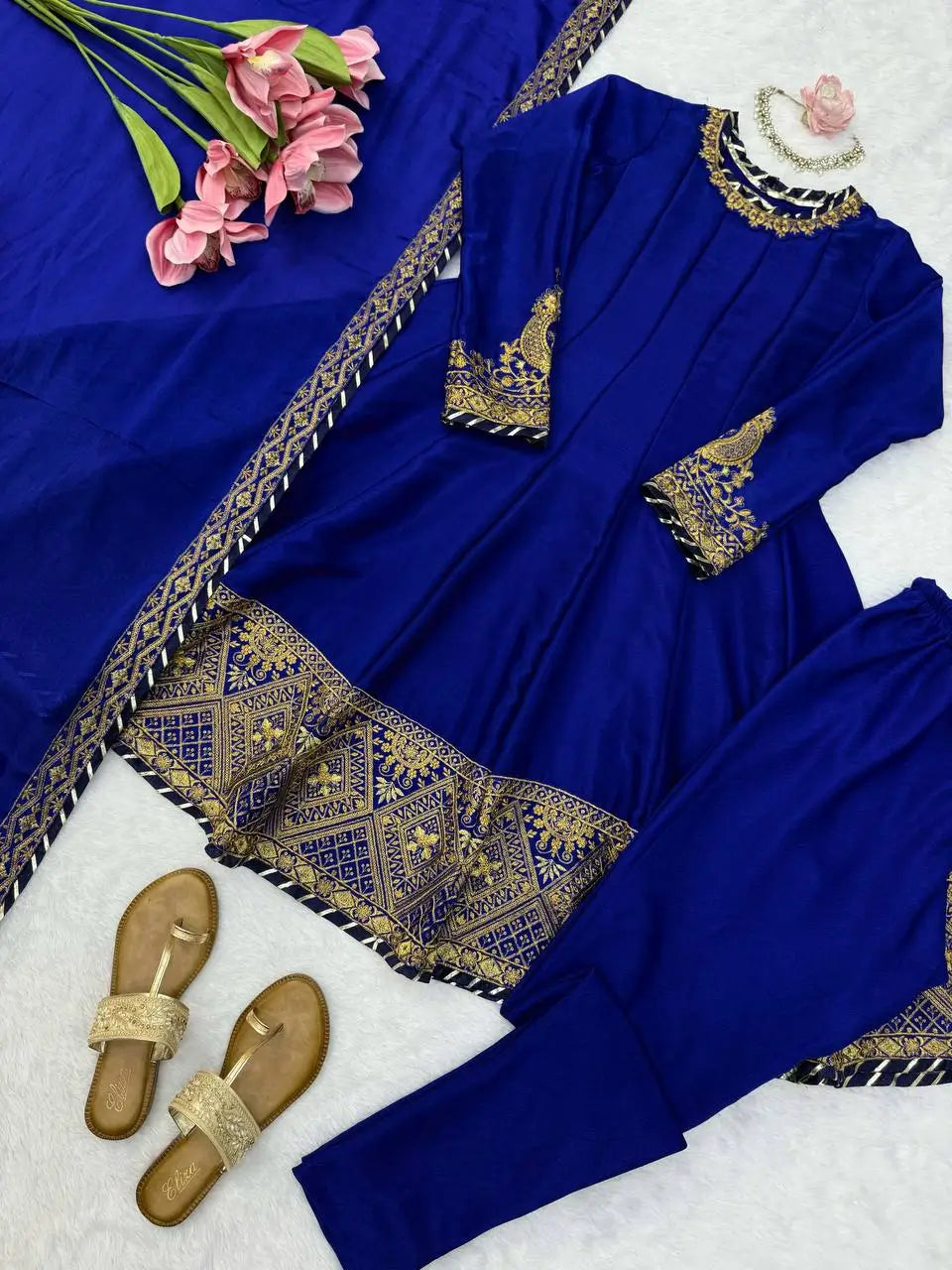 Royal Blue Celebrity inspired Gota Anarkali Gown set
