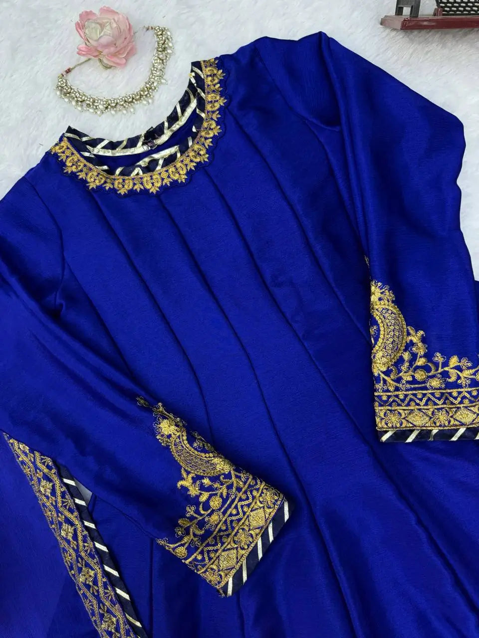 Royal Blue Celebrity inspired Gota Anarkali Gown set