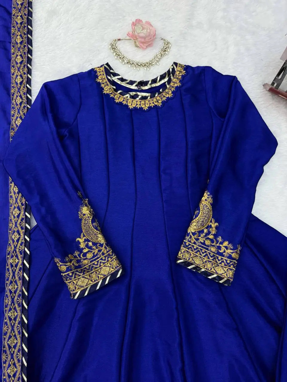 Royal Blue Celebrity inspired Gota Anarkali Gown set