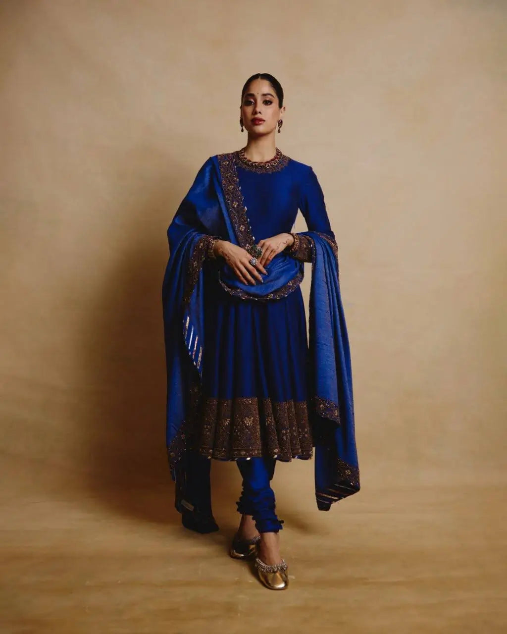 Royal Blue Celebrity inspired Gota Anarkali Gown set
