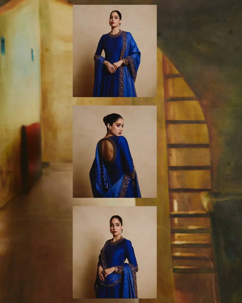 Royal Blue Celebrity inspired Gota Anarkali Gown set