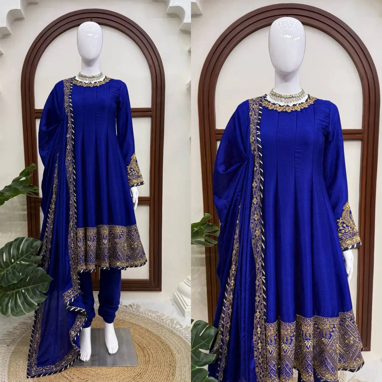 Royal Blue Celebrity inspired Gota Anarkali Gown set