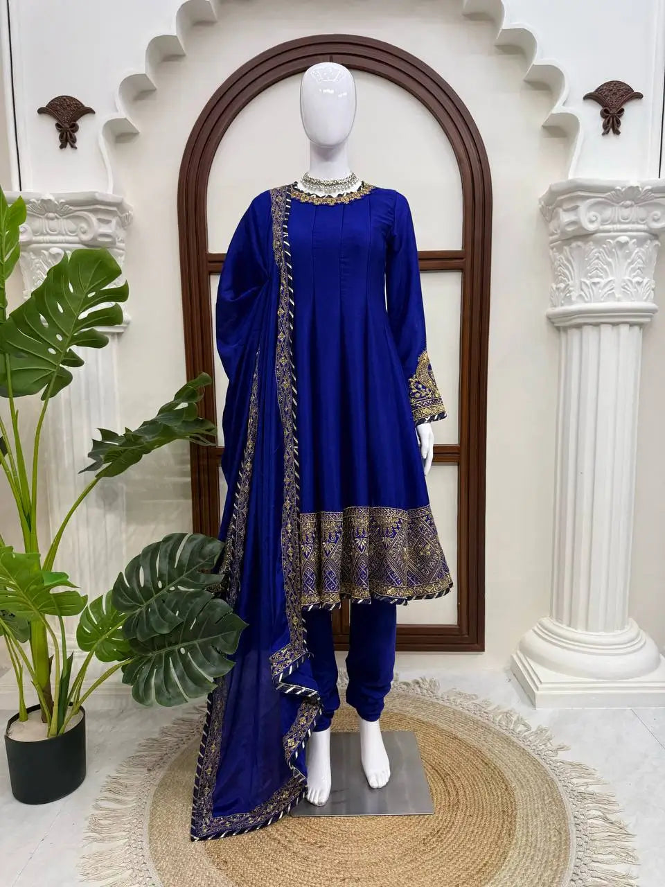 Royal Blue Celebrity inspired Gota Anarkali Gown set