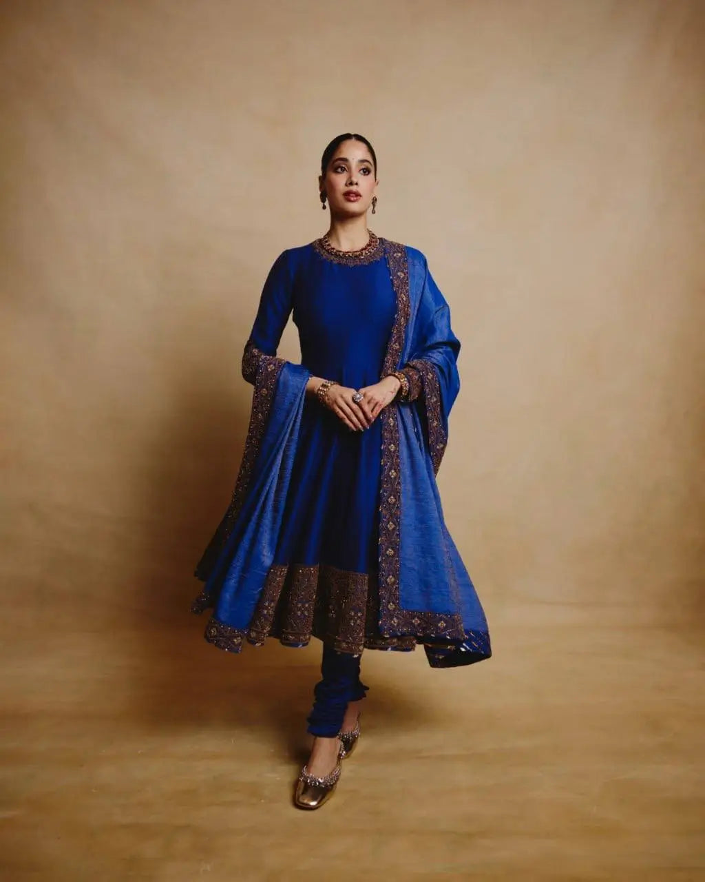 Royal Blue Celebrity inspired Gota Anarkali Gown set