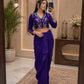 Royal Blue Chinon Silk Dhoti Set with Embroidery Sequins Cording Work