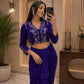 Royal Blue Chinon Silk Dhoti Set with Embroidery Sequins Cording Work