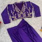 Royal Blue Chinon Silk Dhoti Set with Embroidery Sequins Cording Work