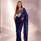 Royal Blue Embroidered Ready to Wear Saree