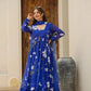 Royal Blue Fox Georgette Printed Anarkali Set with Dupatta
