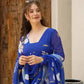 Royal Blue Fox Georgette Printed Anarkali Set with Dupatta