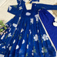 Royal Blue Fox Georgette Printed Anarkali Set with Dupatta