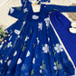 Royal Blue Fox Georgette Printed Anarkali Set with Dupatta