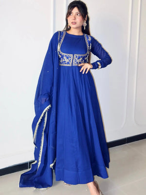 Royal Blue Jacket Style Gown
