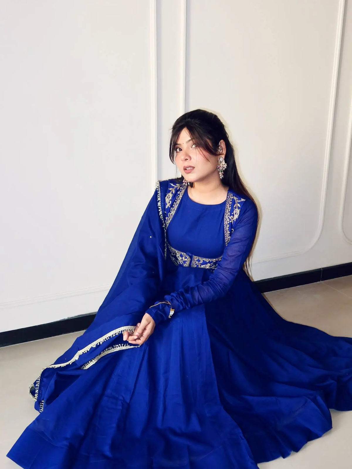 Royal Blue Jacket Style Gown