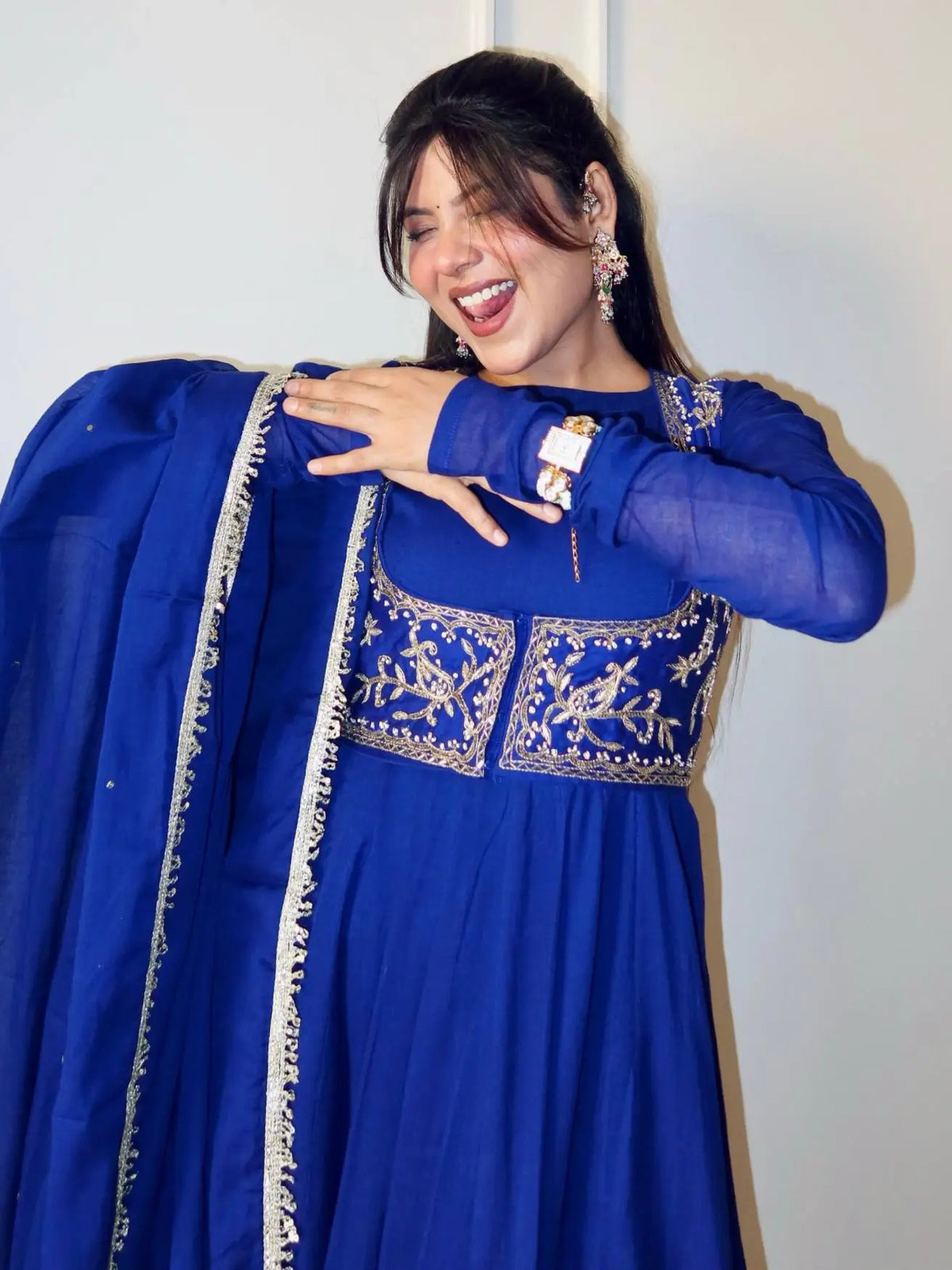 Royal Blue Jacket Style Gown