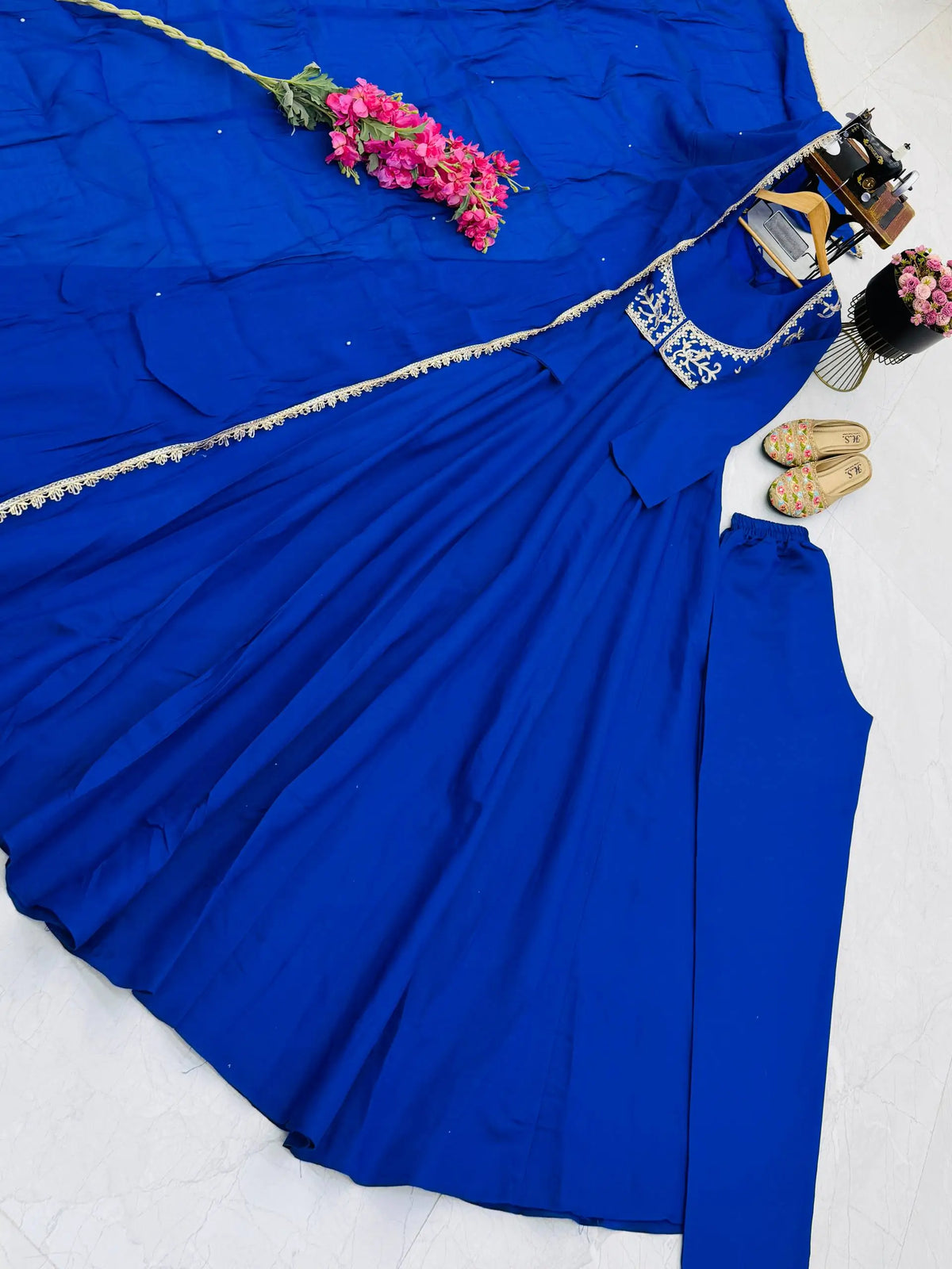 Royal Blue Jacket Style Gown