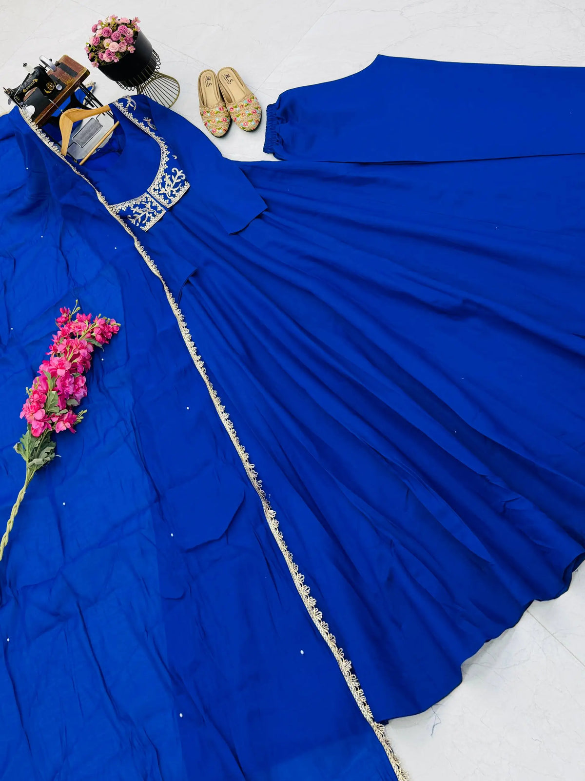 Royal Blue Jacket Style Gown