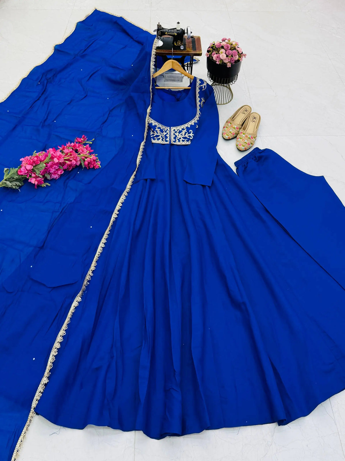 Royal Blue Jacket Style Gown