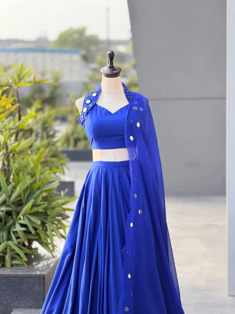 Royal Blue Mirror Lehenga