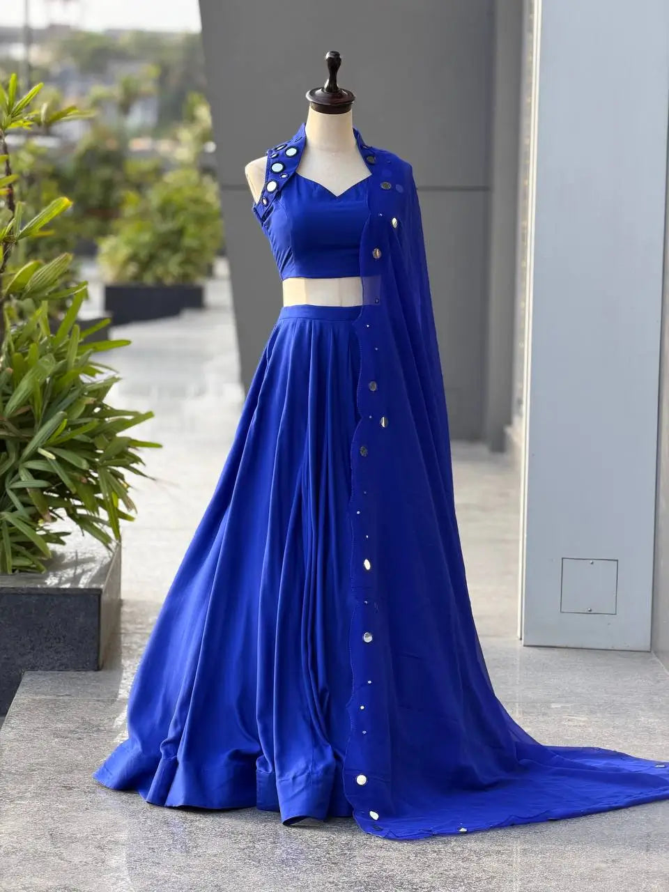 Royal Blue Mirror Lehenga
