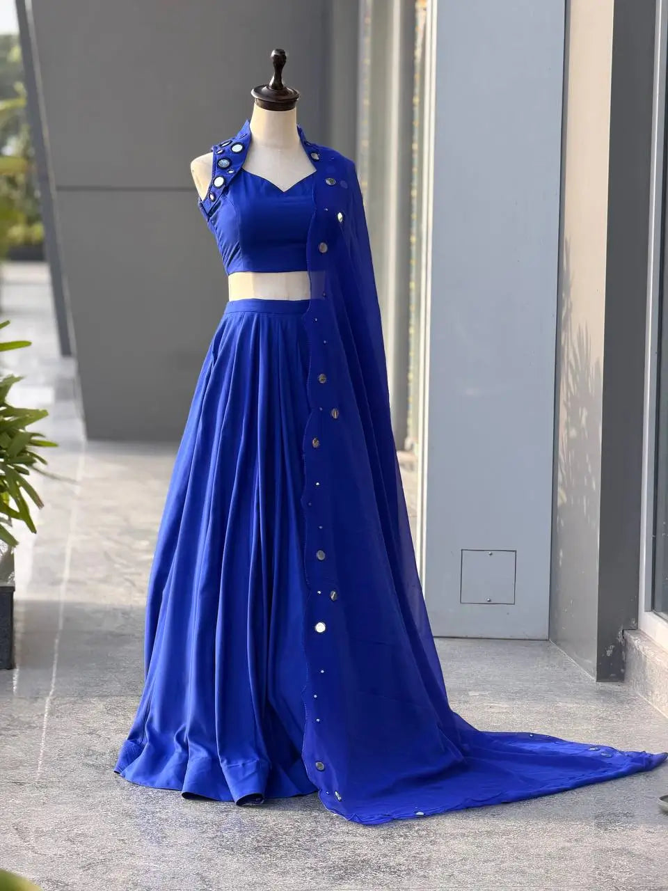 Royal Blue Mirror Lehenga