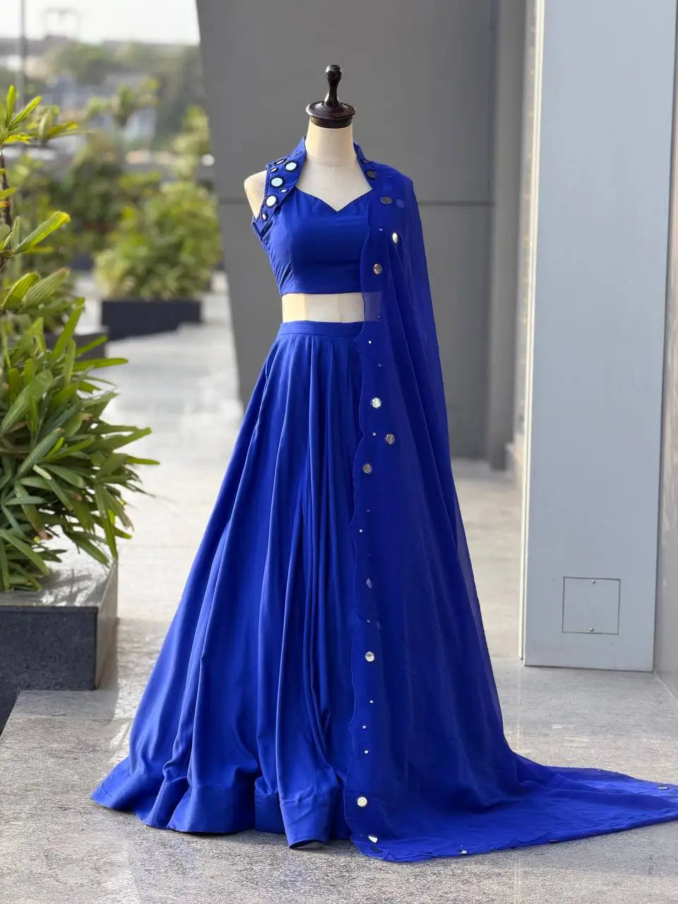 Royal Blue Mirror Lehenga