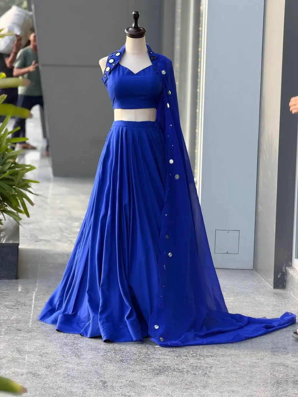 Royal Blue Mirror Lehenga