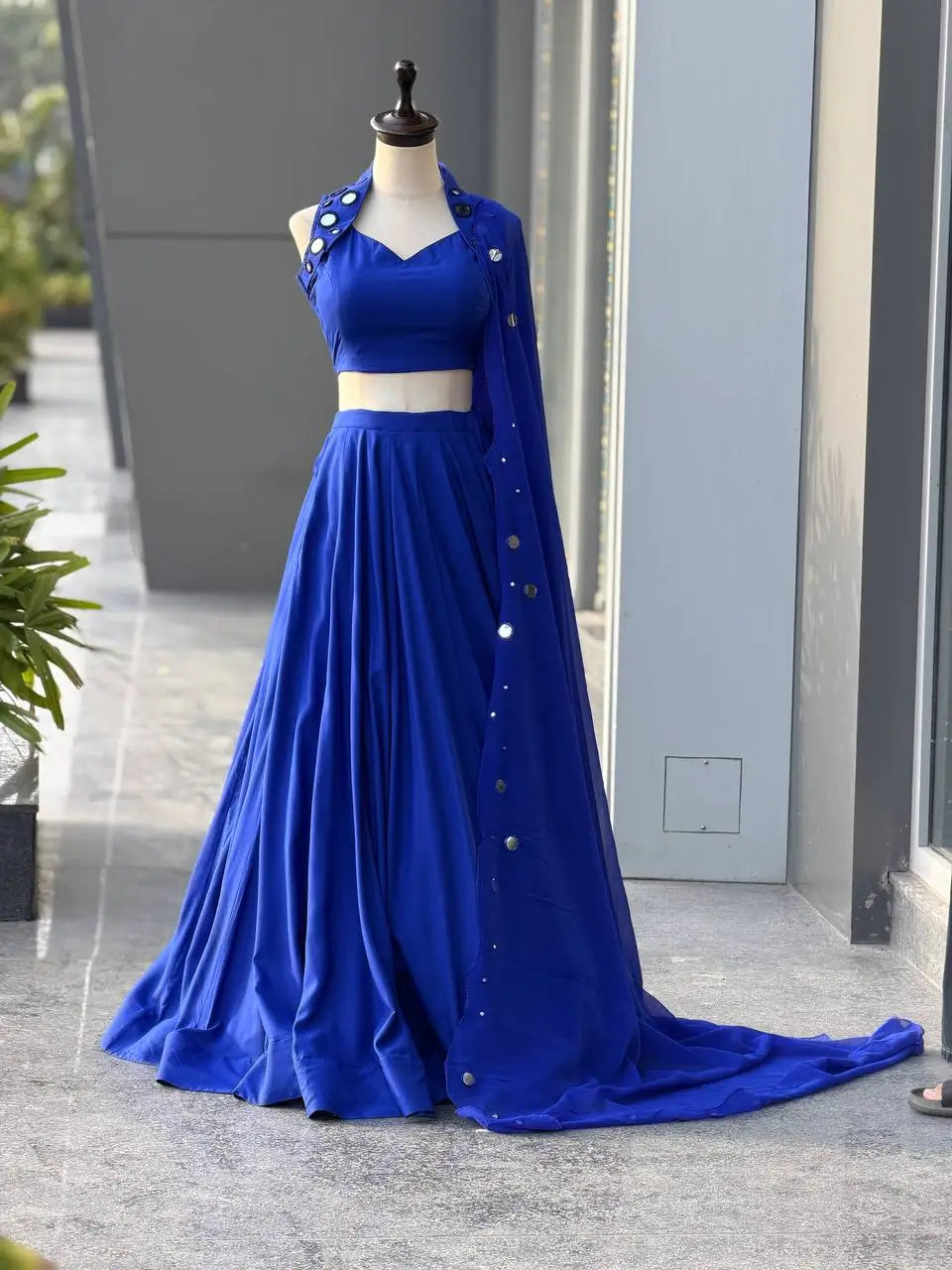 Royal Blue Mirror Lehenga