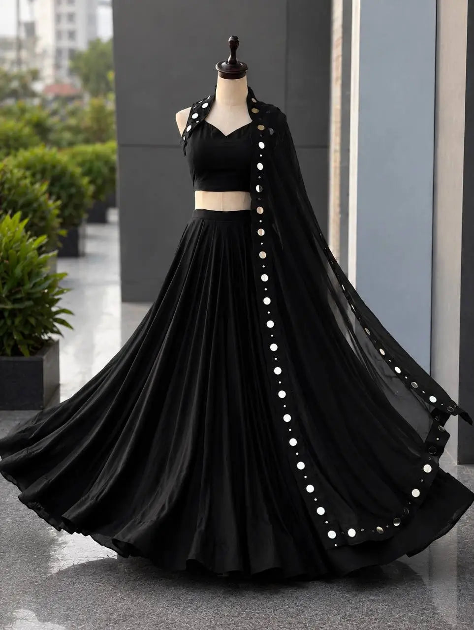 Royal Blue Mirror Lehenga