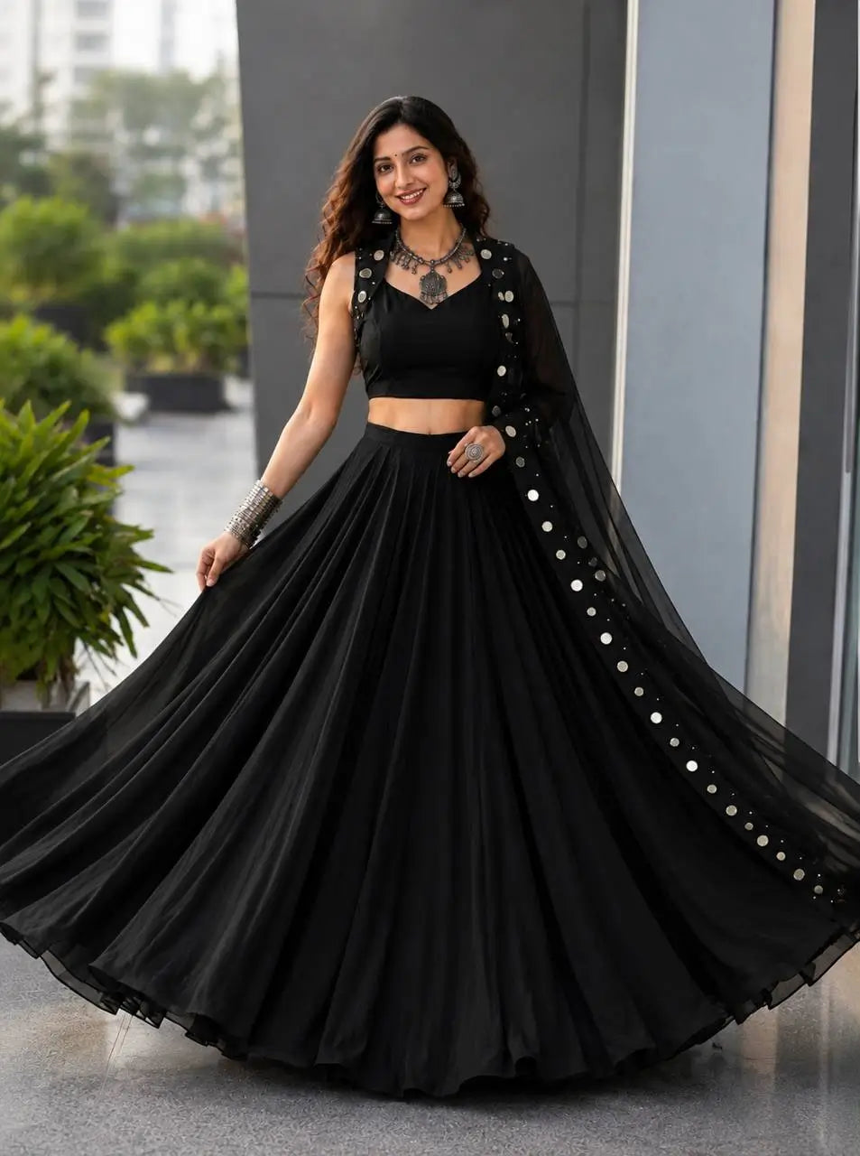Royal Blue Mirror Lehenga
