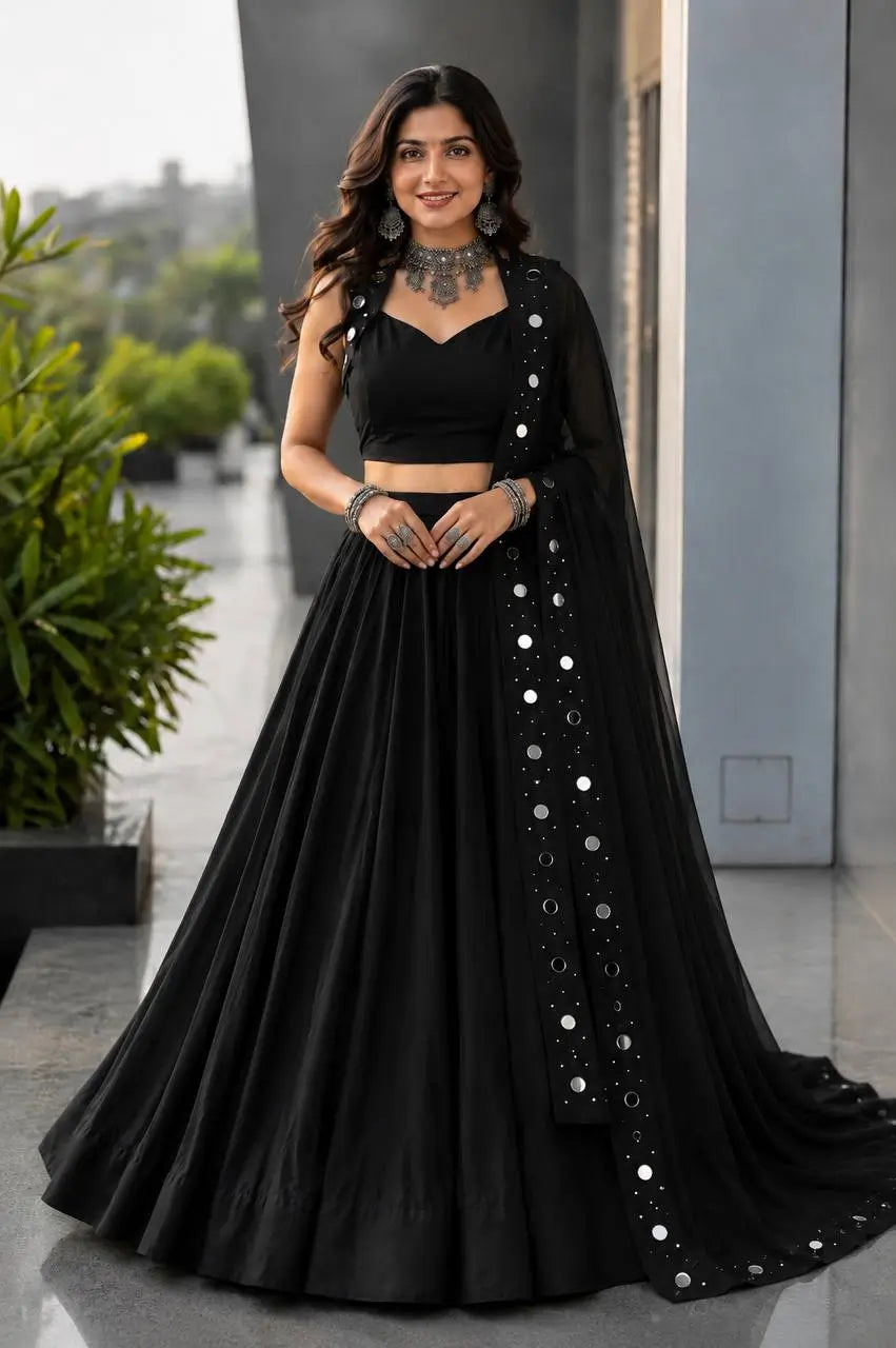 Royal Blue Mirror Lehenga