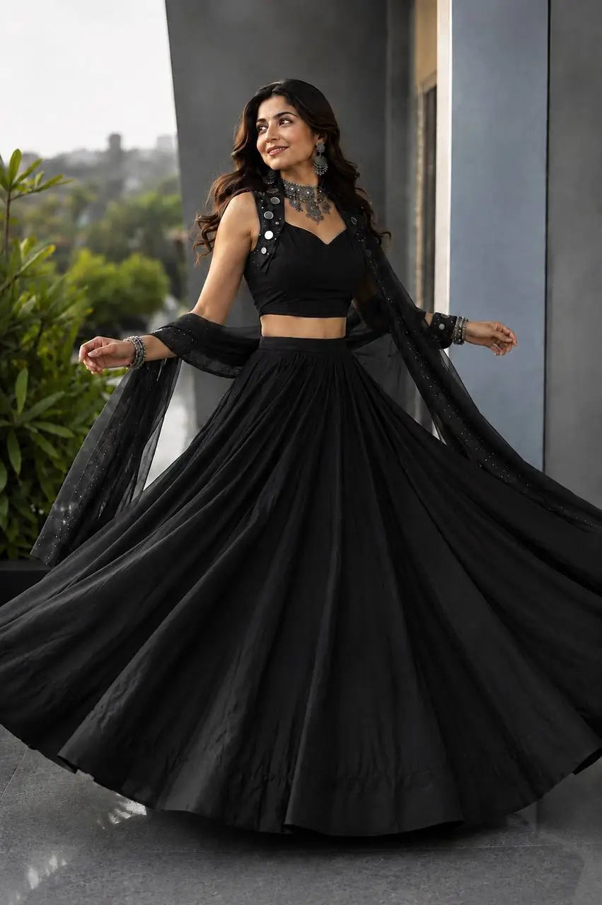 Royal Blue Mirror Lehenga