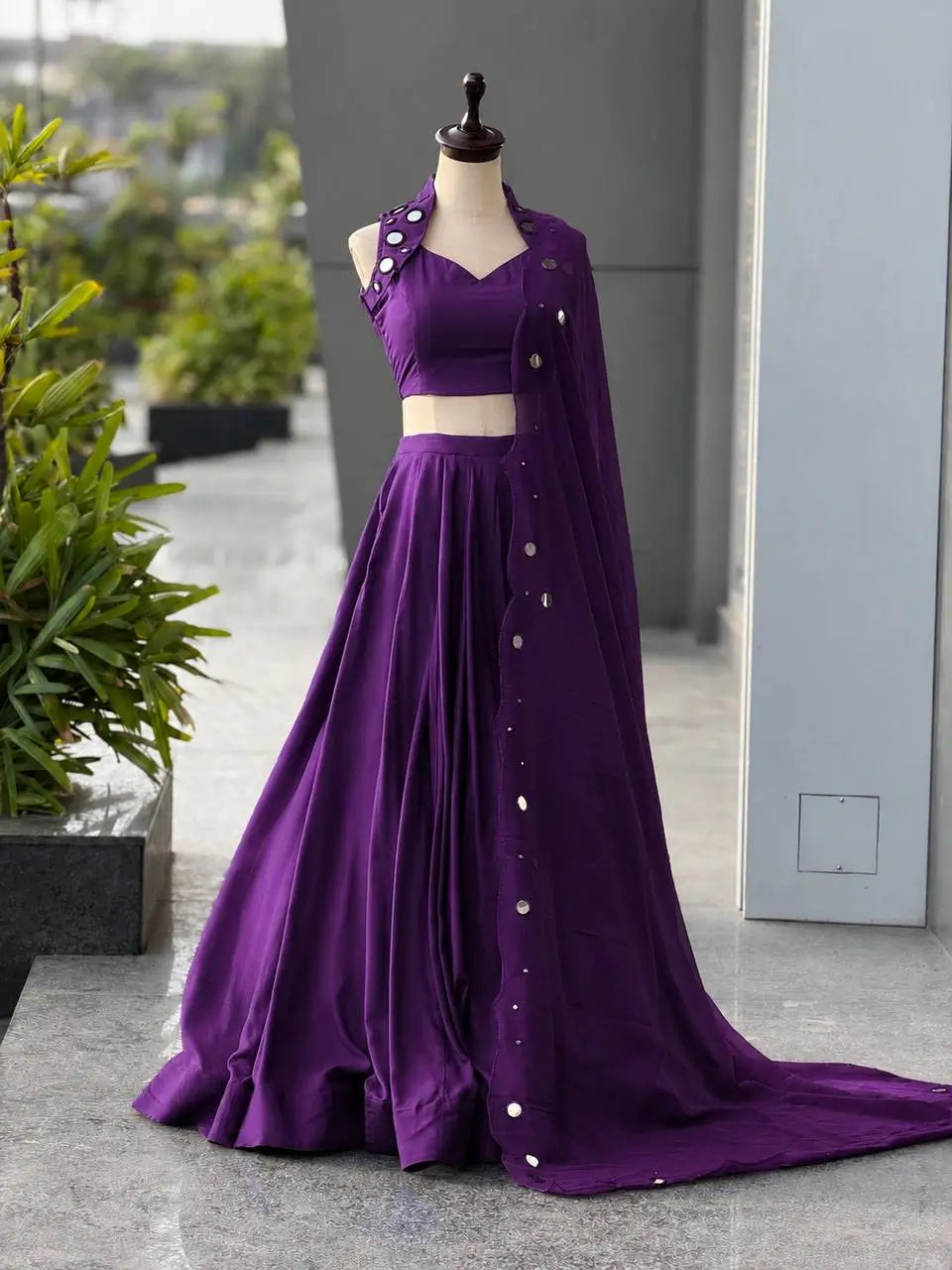 Royal Blue Mirror Lehenga