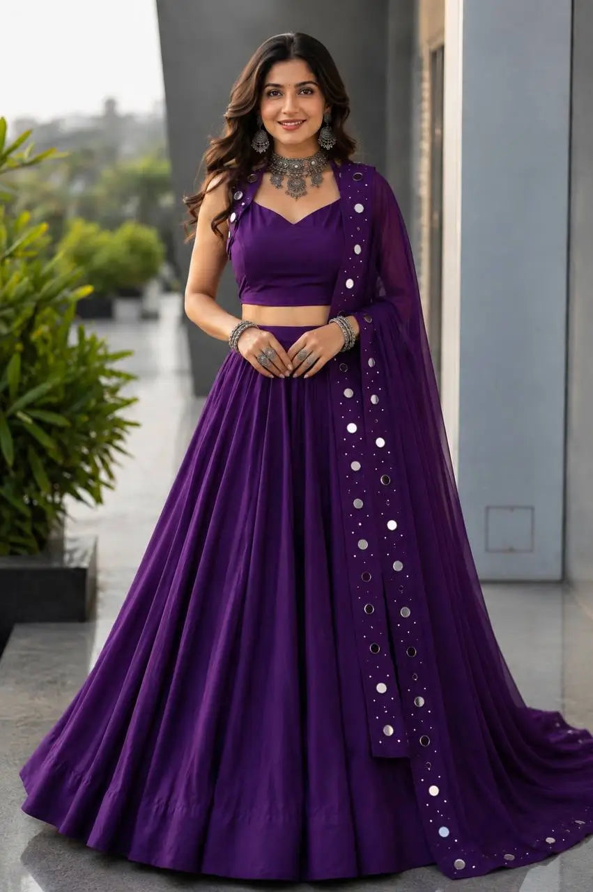 Royal Blue Mirror Lehenga