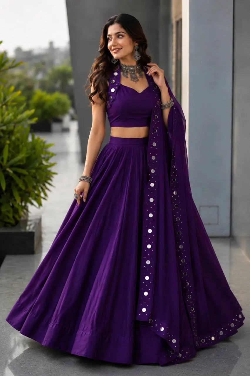 Royal Blue Mirror Lehenga