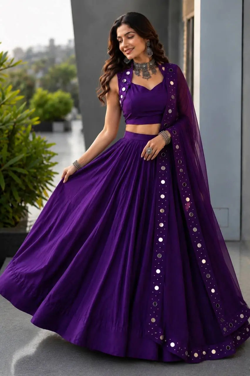 Royal Blue Mirror Lehenga