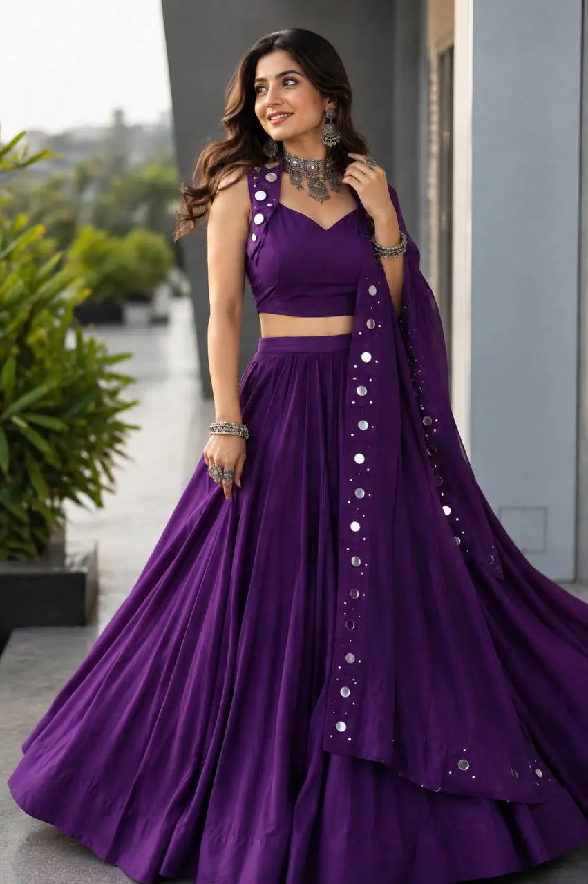 Royal Blue Mirror Lehenga