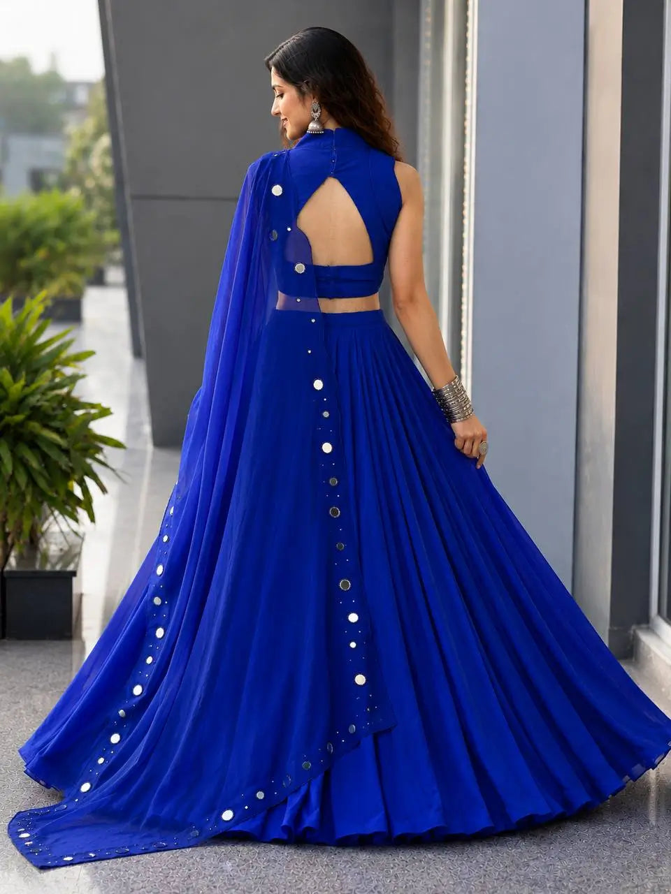 Royal Blue Mirror Lehenga