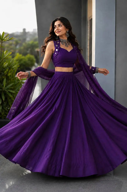 Royal Blue Mirror Lehenga