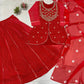 Royal Blue Printed Georgette Lehenga Set with Dupatta