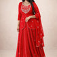 Royal Blue Printed Georgette Lehenga Set with Dupatta