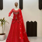 Royal Blue Printed Georgette Lehenga Set with Dupatta